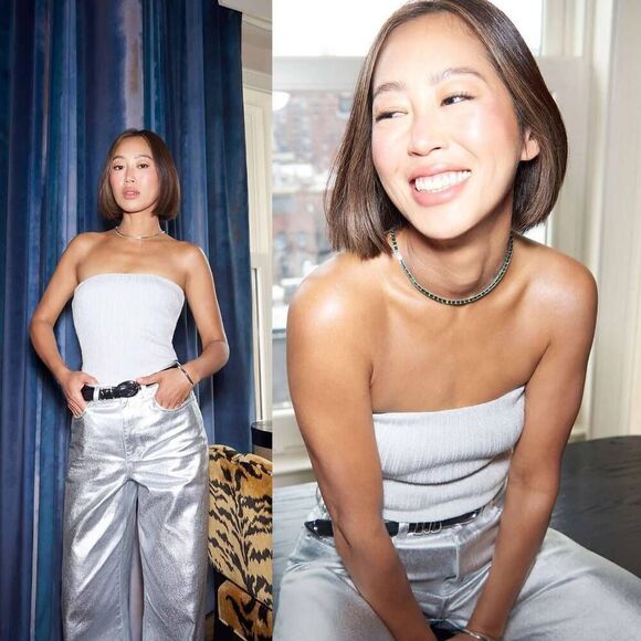 Madewell × Aimee Song Shimmer Tube Top M NWT - Picture 1 of 8